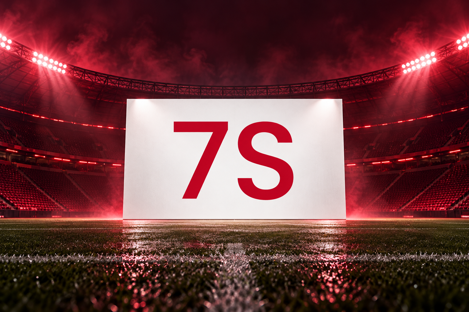 7S logo in a red and maroon football stadium